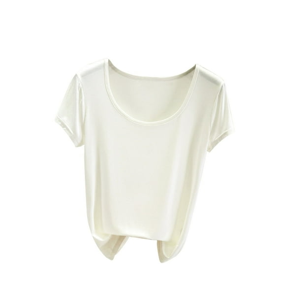 UYISJ Women's Tops Casual Scoop Neck Short Sleeves Shirts Loose Fit Solid Color Basic Comfy Yoga Blouse Tees