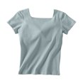 thumbnail image 1 of UYISJ Women's Tops Short Sleeves Square Neck With Built in Bra Shirt Padded Tops Soft Fitted Top, 1 of 1