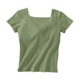 thumbnail image 1 of UYISJ Women's Tops Short Sleeves Square Neck With Built in Bra Shirt Padded Tops Soft Fitted Top, 1 of 9