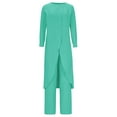 thumbnail image 1 of UYISJ Women's Two Piece Outfits Summer Loose Split Long Shirt Dress and Long Straight Leg Pants Plus Size Business Casual Solid Color Suits, 1 of 5