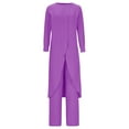 thumbnail image 1 of UYISJ Women's Two Piece Outfits Summer Loose Split Oversized Tunic Tops and Long Pants Plus Size Business Casual Suits Purple XXL, 1 of 4
