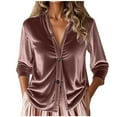 thumbnail image 1 of UYISJ Women's Velvet Cardigans V Neck Button Down Long Sleeve Blouses Casual Dressy Vintage Open Front Fall Tops Outerwear Rose Gold M, 1 of 6