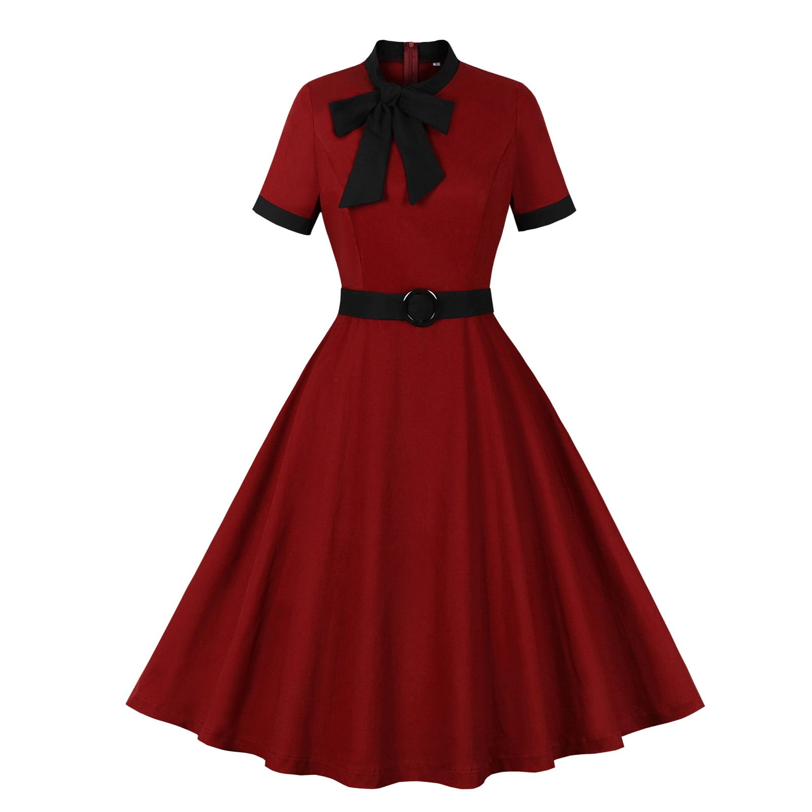 UYISJ Women's Vintage 1940s Dress Retro 40s 50s Button Down Business Work A  Line Cocktail Dresses Short Sleeve Formal Dress Wine L - Walmart.com