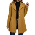 thumbnail image 1 of UYISJ Women's Wool Blend Winter Coat with Pockets Mid Long Open Front Warm Jacket Coat Lapel Collar Thick Wool Pea Coats Brown XXL, 1 of 7