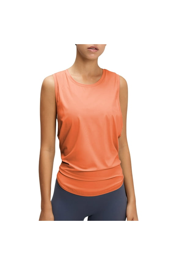 Women's Yoga Workout Tops Cut Open Back Running Gym Activewear Sports Shirt for Women