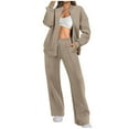 thumbnail image 1 of UYISJ Womens 2 Piece Outfits Sweatsuits Oversized Zip Up Sweatshirt Jogger Sweatpants Tracksuit Sweat Lounge Matching Set Khaki M, 1 of 9