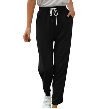 UYISJ Womens Beach Pants Capris Casual Comfy Pants Solid Color Summer Joggers High Waist Drawstring Lightweight Trousers S