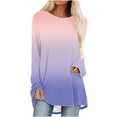 thumbnail image 1 of UYISJ Womens Blouses Tops Fall Winter Long Sleeve Tunics Shirts Gradient Color Tops Crew Neck Loose Casual Sweatshirts for Leggings Pink L, 1 of 5