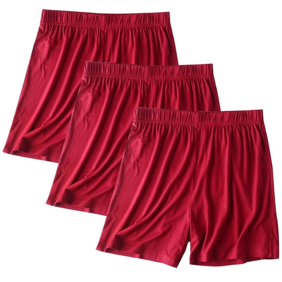 UYISJ Womens Boxer Shorts 3PC Plus Size Elastic Waist Pj Sleep Shorts Wide Leg Summer Soft Modal Comfy Pajama Lounge Shorts Wine M