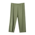 thumbnail image 1 of UYISJ Womens Capri Pants Elastic High Waist Slim Fit Pants Solid Color Short Pants Soft Comfy Casual Lounge Workout Yoga Green 7XL, 1 of 6