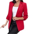 thumbnail image 1 of UYISJ Womens Casual Blazers Open Front Long Sleeve Work Office Suit Jackets Slim Fit Lapel Collar Blazer Solid Color Tops Red M, 1 of 7