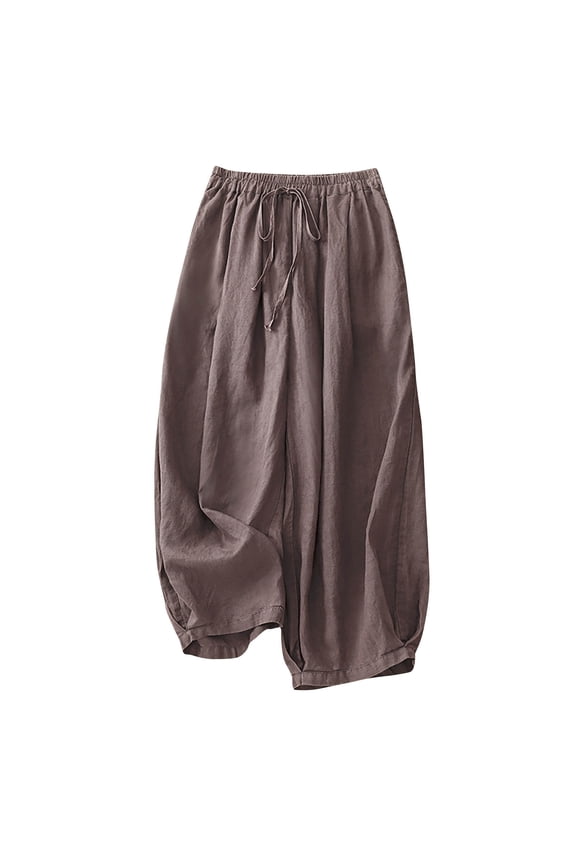 Womens Casual Linen Baggy Pants Elastic Waist Loose Fit Cotton Hippie Harem Pant Drop Crotch Yoga Work Pants Purple XXL