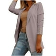 thumbnail image 1 of UYISJ Womens Casual Long Sleeve Blazers Solid Color Knit Blazer Work Office Open Front Jacket Lapel Collar Outerwear Gray L, 1 of 7