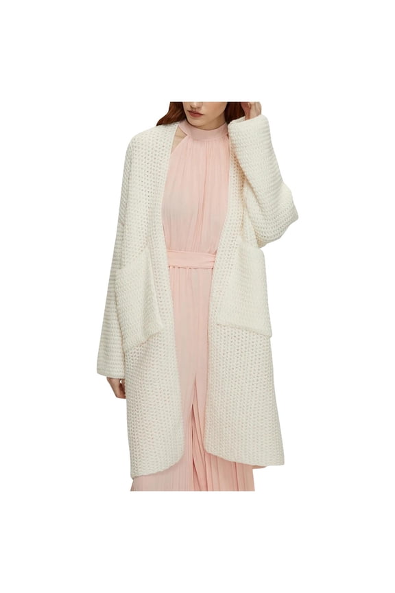 Womens Casual Long Sleeve Sweaters Split Open Cardigan Knitted Long Cardigan Sweaters with Pockets Fall Novelty Tops S