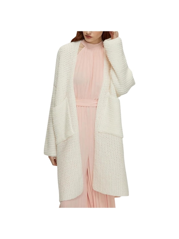 Womens Casual Long Sleeve Sweaters Split Open Cardigan Knitted Long Cardigan Sweaters with Pockets Fall Novelty Tops S