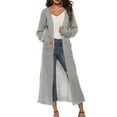 thumbnail image 1 of UYISJ Womens Casual Sweaters Long Sleeve Split Open Cardigan Knit Long Cardigan Sweaters Loose Fit Coats with Pockets Fall Gray XL, 1 of 6