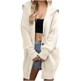 thumbnail image 1 of UYISJ Womens Chunky Cable Knit Long Cardigan Warm Open Front Sweaters Hooded Knitted Sweater Button Down Outerwear Coats Beige M, 1 of 5