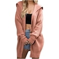 thumbnail image 1 of UYISJ Womens Chunky Cable Knit Long Cardigan Warm Open Front Sweaters Hooded Knitted Sweater Button Down Outerwear Coats Pink M, 1 of 5