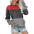 thumbnail image 1 of UYISJ Womens Crewneck Long Sleeve Sweatshirt with Kangaroo Pocket Casual Color Block Pullover Sweatshirts Fall Fashion Shirt Dark Gray L, 1 of 5