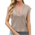 thumbnail image 1 of UYISJ Womens Cropped Sweater Vest V Neck Crop Knit Casual Loose Fit T Shirts Summer Trendy Sleeveless Chunky Tank Tops Khaki XL, 1 of 9