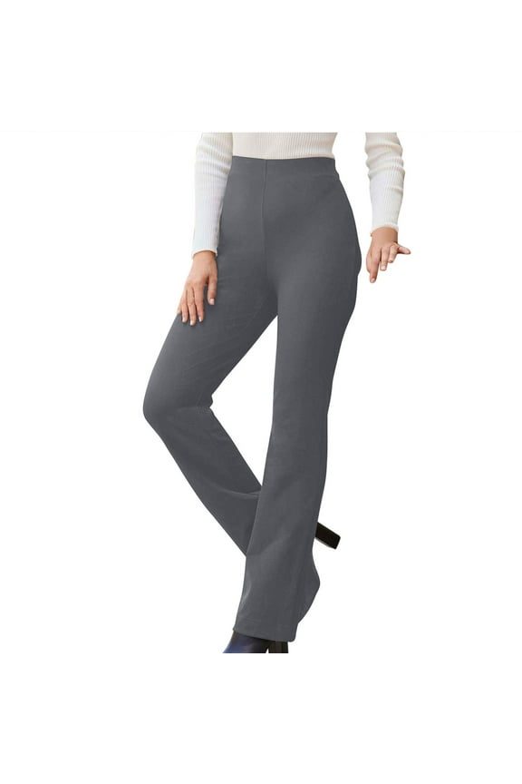 Womens Dress Pants for Work Business Casual High Waisted Straight Leg Bootcut Stretchy Pant Regular Fit Trousers Dark Gray L