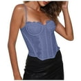 thumbnail image 1 of UYISJ Womens Lace Bustier Mesh Sexy Vintage Spaghetti Strap Open Back Boned Corset Going Out Party Crop Top, 1 of 5