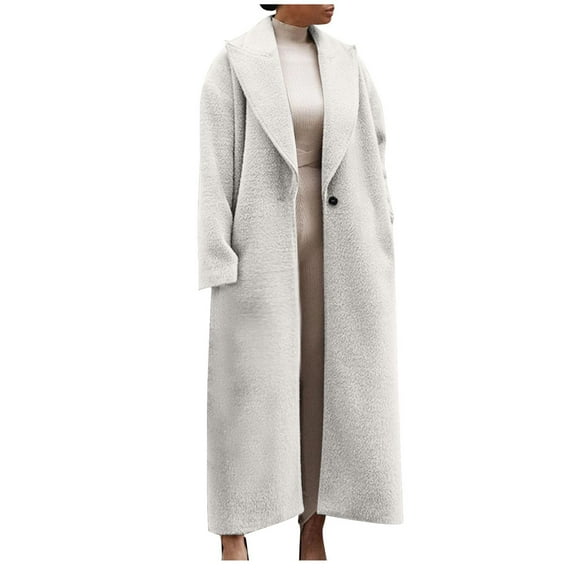 UYISJ Womens Long Peacoats Wool Blend Ankle Length Business Casual Trench Coats Long Sleeve Lapel Solid Color Dressy Coat Beige S