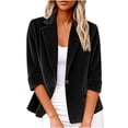 thumbnail image 1 of UYISJ Womens Long Sleeve Corduroy Blazers Dressy Casual Work Suit Jackets Boyfriend Style Notched Lapel Open Front Coats Black XL, 1 of 6