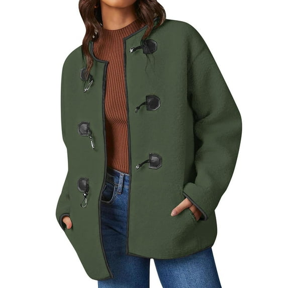 UYISJ Womens Long Sleeve Jackets Fashion Faux Shearling Oversized Color Block Button Jacket Coats Thick Loose Fit Outerwear Army Green XXL