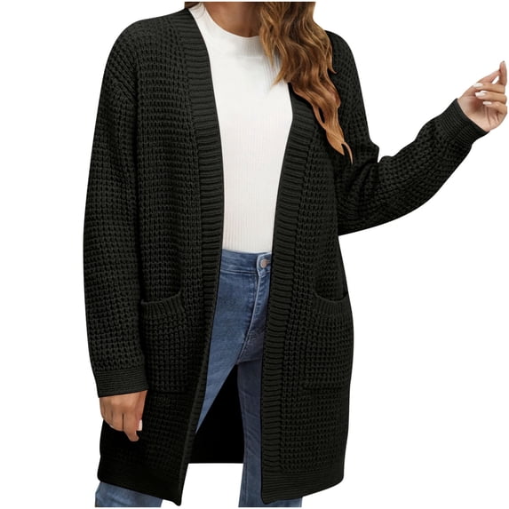 UYISJ Womens Long Sleeve Open Front Cardigans Chunky Knit Draped Sweaters Casual Fall Solid Color Outerwear Tops S
