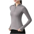 thumbnail image 1 of UYISJ Womens Long Sleeve Workout Tops Quarter Zip Pullover Quick Dry Crop Athletic Slim Fit Yoga Shirts Gray XXL, 1 of 5