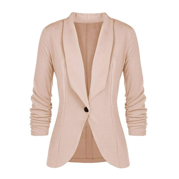 UYISJ Womens Open Front Blazers Long Sleeve Casual Button Work Office Blazer Jacket Dressy Business Outfits Beige S