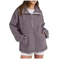 thumbnail image 1 of UYISJ Womens Oversized Fleece Coats Sherpa Lined Jacket Zip Up Long Sleeve Teddy Coat Casual Winter Warm Clothes with Pockets Purple S, 1 of 8