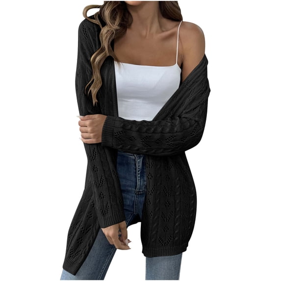 UYISJ Womens Oversized Long Cardigans Cable Knit Long Lantern Sleeve Chunky Sweater Open Front Outerwear Tops with Pockets Free Size