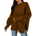thumbnail image 1 of UYISJ Womens Oversized Sweatshirt Crewneck Long Sleeve Shirts Fall Loose Fit Pullover Sweatshirts Casual Solid Color Tops Brown XL, 1 of 9
