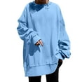 thumbnail image 1 of UYISJ Womens Oversized Sweatshirt Crewneck Loose Fit Sweatshirts Long Sleeve Tops Casual Side Split Shirts Light Blue M, 1 of 6
