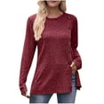 thumbnail image 1 of UYISJ Womens Plus Size Tops Long Sleeve Crew Neck Button Tunics Shirts Solid Color Casual Lightweight Sweaters, 1 of 4