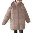 thumbnail image 1 of UYISJ Womens Puffer Jacket Full Zip Quilted Hooded Bubble Coats Padded Jacket Long Sleeve Winter Warm Coat with Pocket Coffee S, 1 of 5
