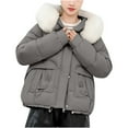 thumbnail image 1 of UYISJ Womens Puffer Jacket Full Zip Quilted Hooded Bubble Coats Padded Jacket Long Sleeve Winter Warm Coat with Pocket Gray L, 1 of 7