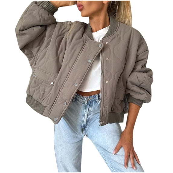 UYISJ Womens Quilted Lightweight Jackets Button Down Puffer Jacket Coats Padded Outwear Mockneck Tops with Pockets Bronze XXL