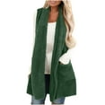 thumbnail image 1 of UYISJ Womens Sleeveless Sherpa Vest with Pockets Lapel Open Front Fleece Cardigan Sweater Fall Winter Jacket Coat Outerwear Green M, 1 of 7