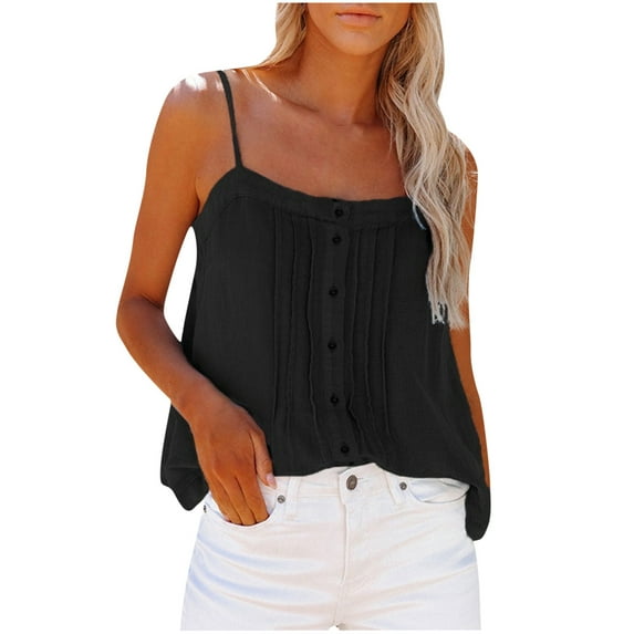 UYISJ Womens Spaghetti Strap Tank Top Sleeveless Cute Shirt Summer Cami Top Boho Blouse Vest Top