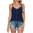 thumbnail image 1 of UYISJ Womens Summer Tank Tops V Neck Pleated Sleeveless Camisole Casual Loose Spaghetti Strap Flowy Shirts Cami Tops Navy Blue S, 1 of 4