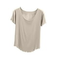 thumbnail image 1 of UYISJ Womens Summer Tops Casual Scoop Neck Short Sleeve Shirts Solid Color Tees Soft Lightwight Comfy Blouse Loose Fit Tunic Tops Tshirts, 1 of 7