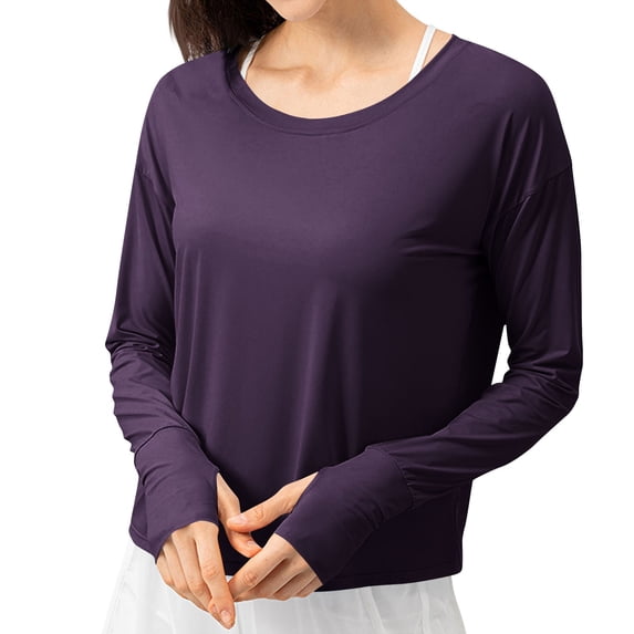 UYISJ Womens Sun Protection T Shirts UPF 50+ Quick Dry Workout Hiking Tops UV Protection Crewneck Stretchy Comfy Base Shirts Z-Purple 3XL