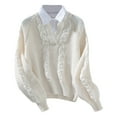 thumbnail image 1 of UYISJ Womens Sweaters Fall Cable Knit Long Sleeve V Neck Oversized Sweater Chunky Pullover Solid Color Loose Outfits XL, 1 of 3