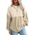 thumbnail image 1 of UYISJ Womens Sweatshirt Casual Waffle Knit Half Zip Pullover Loose Long Sleeve Tops Fall Outfit Clothes Khaki XXL, 1 of 6