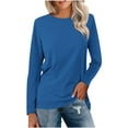 thumbnail image 1 of UYISJ Womens T Shirts Long Sleeve Crew Neck Shirts Solid Color Basic Tee Tops Casual Loose Blouse, 1 of 3
