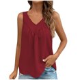 thumbnail image 1 of UYISJ Womens Tank Tops V Neck Ruched Sleeveless Tops Casual Loose Fit Basic Banded Shirts Red L, 1 of 7