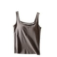 thumbnail image 1 of UYISJ Womens Tank Tops with Built in Bra Square Neck Sleeveless Shirts Solid Color Tshirts Padded Camisole Cotton Basic Tees Dark Gray S, 1 of 6